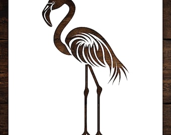 Flamingo Painting Stencil - Reusable Mylar, Feather Detail