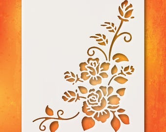 Cottage Style Floral Wall Stencil, Reusable Mylar (DIY Home Decor)