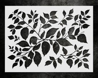 Leafy Branches Wall Stencil, Reusable Mylar (Cottage Garden Style)