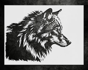 Wall Stencil: Wolf Silhouette - Durable Reusable Mylar