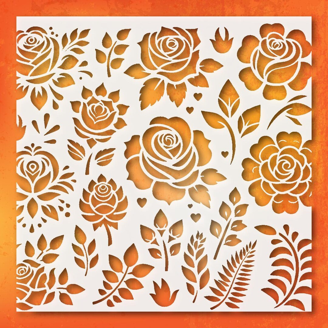 Floral Painting Stencil: Reusable Rose Pattern - Mylar Material - Etsy