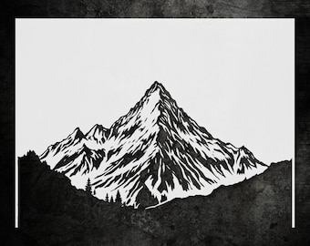 Mountain Landscape Stencil: Reusable Mylar for Cabin Decor