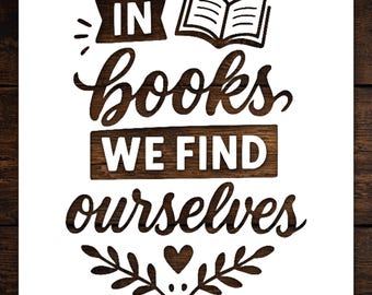 Text Books We Find Ourselves Open — Reusable Wall Painting Stencil (Mylar Template)
