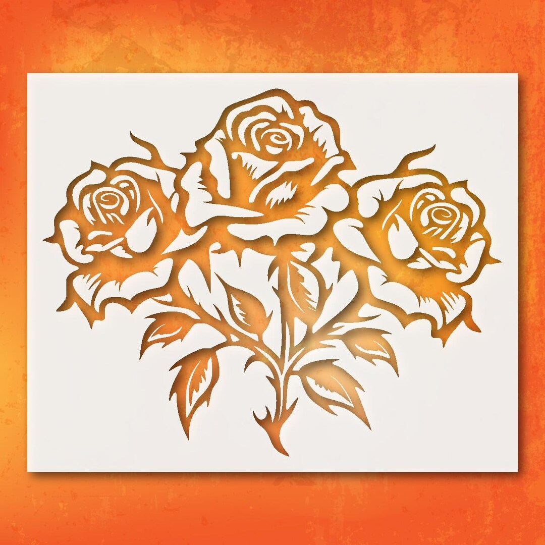 Three Roses Stencil: Floral Wall Art Template (reusable Mylar) - Etsy