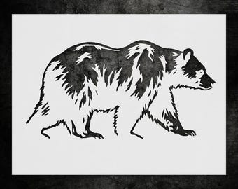 Bear Silhouette Stencil: Reusable Mylar for Rustic Cabin Walls