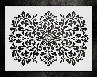 Floral and Geometric Wall Stencil: Traditional Ukrainian Design - Reusable Mylar