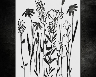 Wall Painting Stencil: Floral Outline Design - Durable Mylar