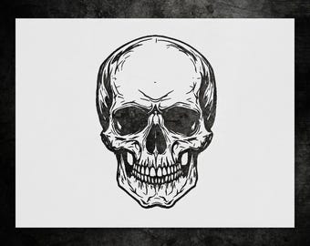 Skull Wall Painting Stencil - Durable Reusable Mylar for Rustic Decor