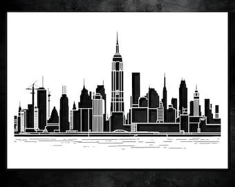 Cityscape Wall Stencil: Urban Skyline Design (Reusable Mylar)