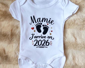 Body Annonce Grossesse Mamie  - Body personnalisé - 100% Coton | Idéal annonce grossesse pour Future Mamie | Taille 0/3 mois