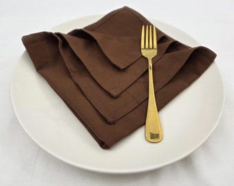 Juego de servilletas de algodón marrón oscuro: servilletas reutilizables para bodas y decoración de mesas.