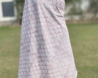 Handgemaakt katoenen tapijt met blokprint - lichtgewicht katoenen sjaal voor dames - boho-zomeraccessoire