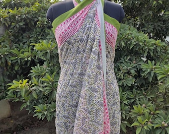 Handmade Cotton Pareo Sarong, Floral Wrap Dress, Boho Beach Cover Up, Summer Vacation Wear