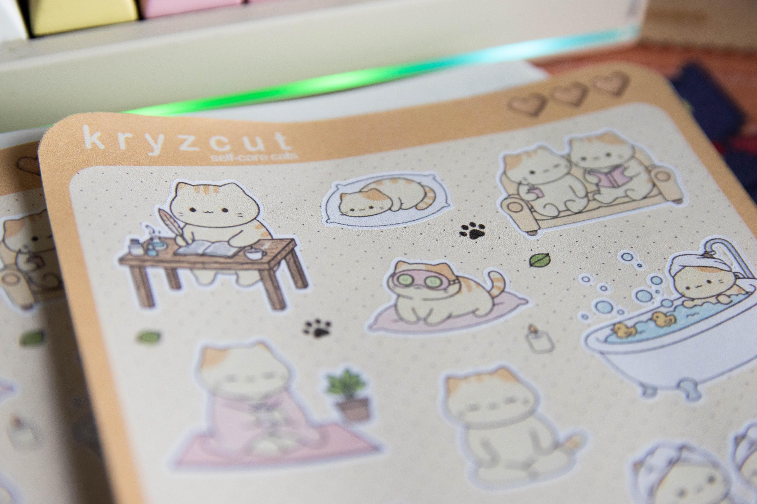 Self Care Cat Sticker Sheet, Kawaii Wellness Planner Stickers, Cute ...