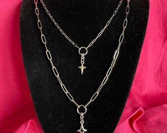 Y2K alternative layered star necklace handmade 00s inspired