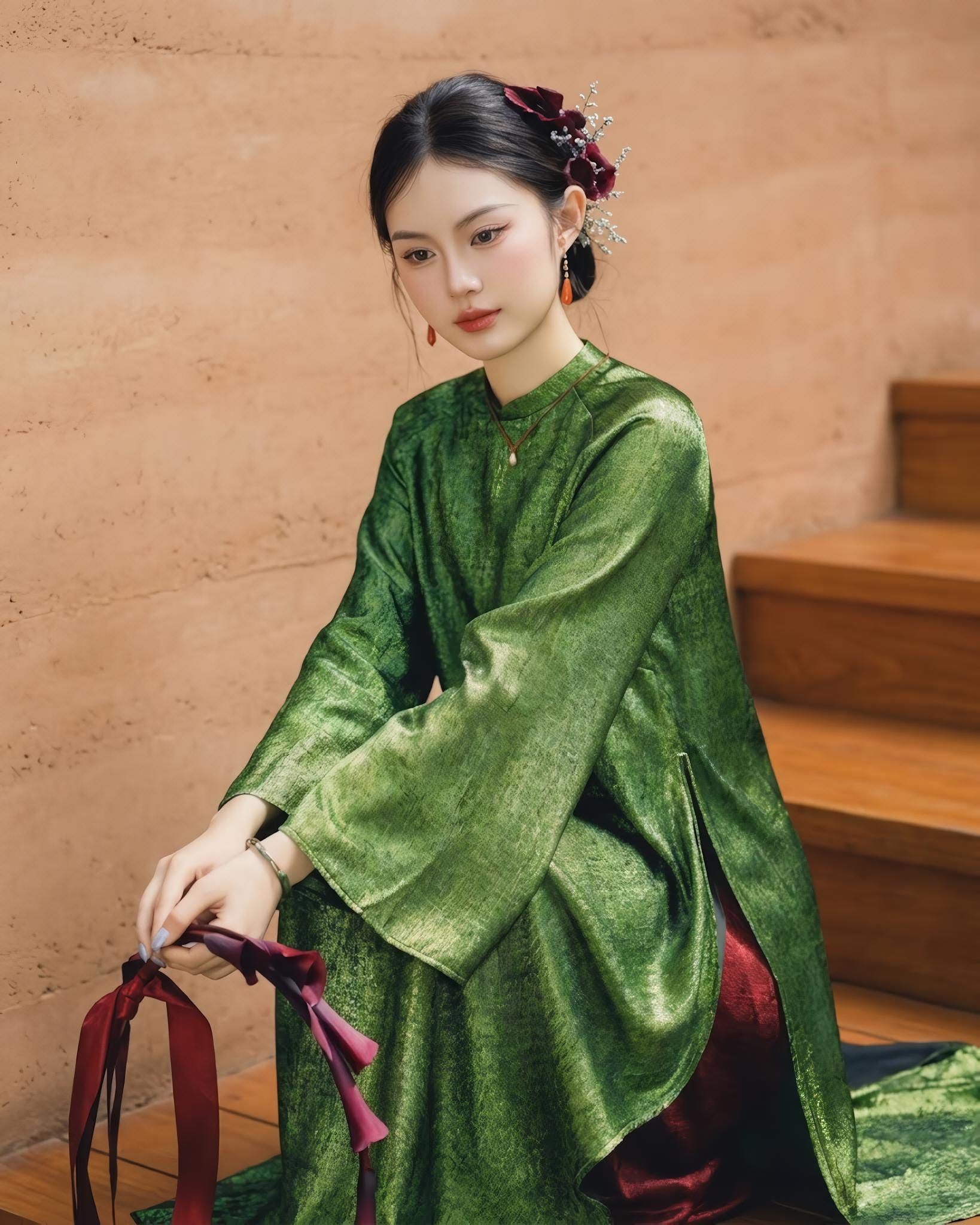 Green Velvet Tunic - Etsy