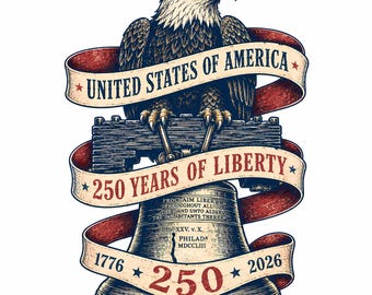 Campana de la Libertad con Águila del 250 Aniversario de EE. UU. PNG / Imágenes prediseñadas patrióticas del 4 de julio (Diseño digital)