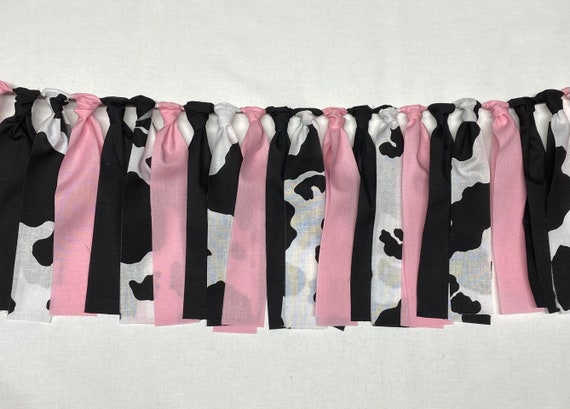 Cowgirl Birthday Banner, Cow Print Barnyard Fabric Garland/Banner, Barn Farm Cowgirl Highchair Banner Photo Prop, Il_570xn