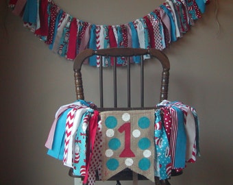 SALE Dr Seuss Birthday Banner Highchair Banner Photo Prop, Rag Tie High Chair Banner