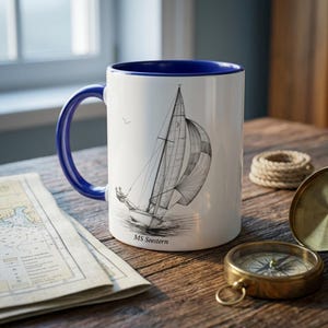 Regatta Jolle Tasse PERSONALISIERBAR 325ml |ドッペルセイティグベッドドラックト |トラペス・セグラー・スピンネーカー・ゲシェンク |海洋芸術