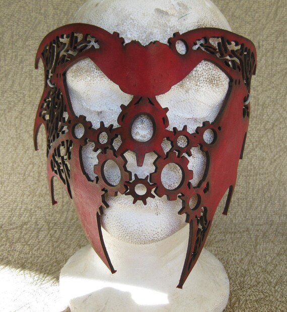 Items similar to Steampunk/Fantasy Leather Mask Red on Etsy