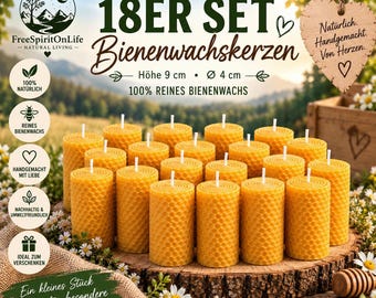 Bijenwas kaarsen – 100% pure bijenwas – Handgerolde kaarsen – Sets van 6, 9, 18 of 36 – Natuurlijke kaarsen – Cadeau-idee