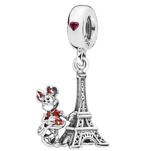 pandora solid silver minnie mouse eiffel tower pendant charm image 1