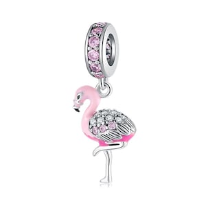 pandora 925 sterling silver pink sparkling cz flamingo charms diy