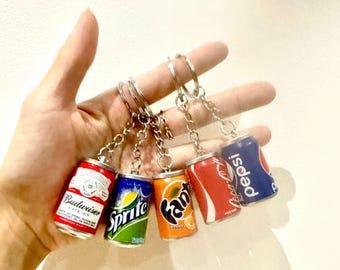 Realistic Mini Soda Drink Can Keychains