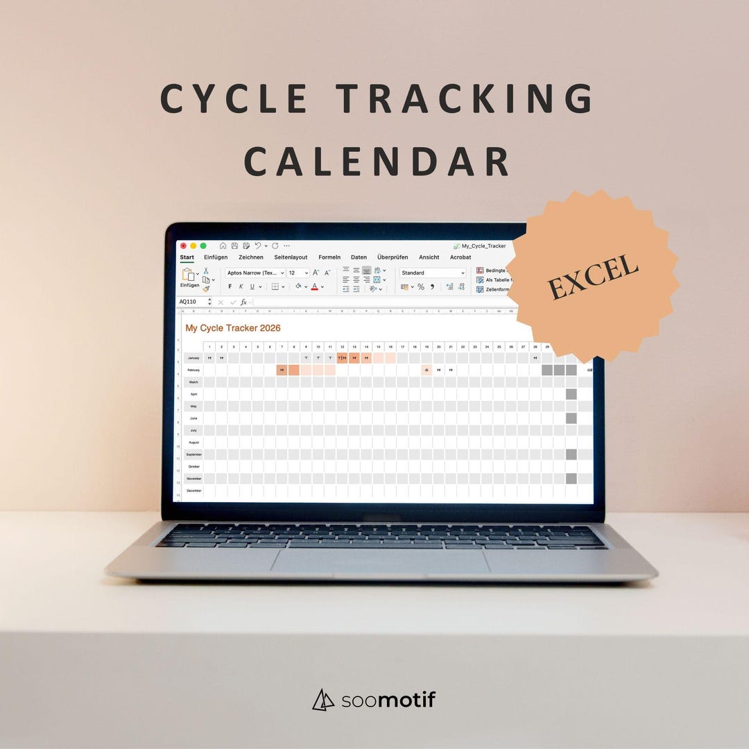 Menstrual Cycle Tracker Excel Template | Period Tracker Calendar ...