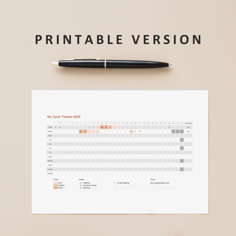 Menstrual Cycle Tracker Excel Template | Period Tracker Calendar ...