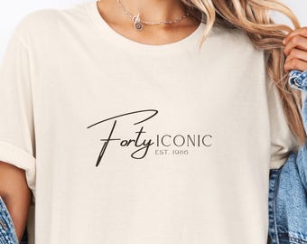 40th Birthday Shirt Personalized Year – Forty Iconic Est. Custom Year Tee – Turning 40 Gift for Women – 1986 Birthday Shirt – Custom Outfit