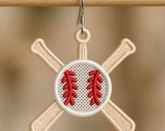 Baseball Earring. FSL Earring. Machine Embroidery Design. Baseball Ornament. Free Standing Lace. DST, PES And Other Format. Digital Download