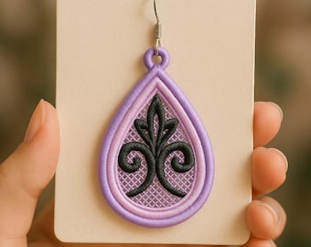FSL Embroidery Earring. Free Standing Lace. Floral lace Earrings In 2 Sizes. DST, PES And Other Format. Instant Download