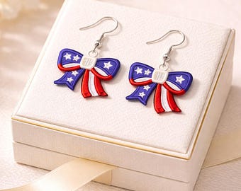 FSL American Flag Bow Earrings. Patriotic Bow Lace Earrings. 250th Anniversary Machine Embroidery Design. 3 Sizes (Digital download).