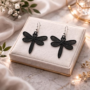 FSL Dragonfly Earrings. Machine Embroidery Earrings , Dragonfly Jewelry Embroidery Pattern, 2 Sizes Free Standing Lace, Digital Download