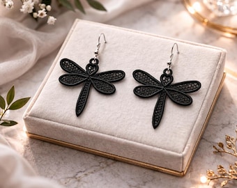 FSL Dragonfly Earrings. Machine Embroidery Earrings , Dragonfly Jewelry Embroidery Pattern, 2 Sizes Free Standing Lace, Digital Download