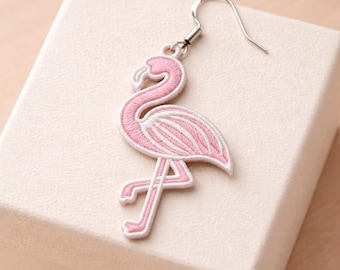 FSL Earrings, Machine Embroidery Design, flamingo Earrings, Bird Lace Earring, 2 Sizes PES And Other Formats, Instant Download.