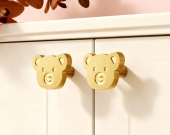 Adorable Bear Cabinet Knob: Brass Knob For Kid's Room & Wardrobe