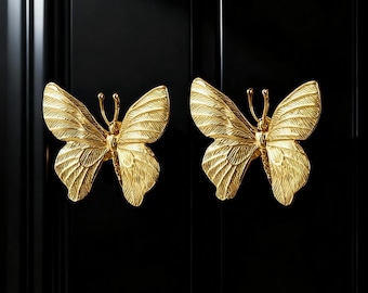 Brass Butterfly Knob: Gloden Dresser Pulls,Cabinet Handle Knobs