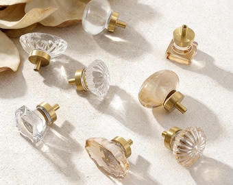 Brass Crystal Knob: Dresser Drawer Pulls, Unique Pull Knobs