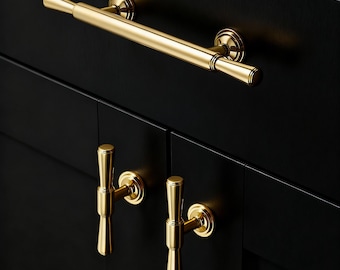 Gold Brass Cabinet Pull: Drawer Knob & Brass Hardware