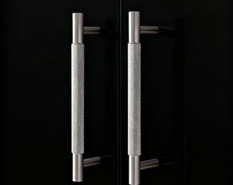 Gray Knurled Cabinet Handle: Brass Drawer Pull, Cupboard Handle