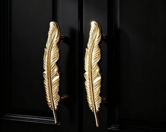 Brass Feather Cabinet Handle: Light Luxury Home Decor