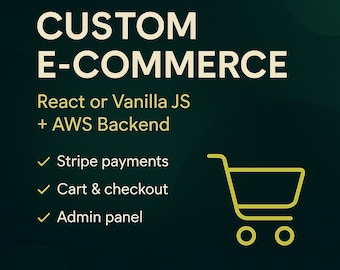 Sitio web de comercio electrónico personalizado / React o JavaScript / Pagos con Stripe / Backend de AWS