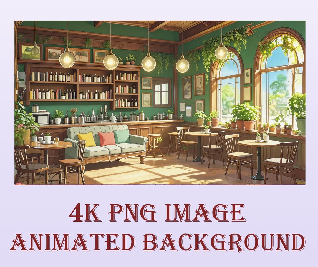 Sunlit Café Interior Animated Stream Background : Quiet Corner ...