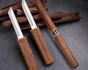 Double & Single sided Stainless Steel Outdoor Knife, Mini Utility Portable Knife Bushcraft Camping Gear