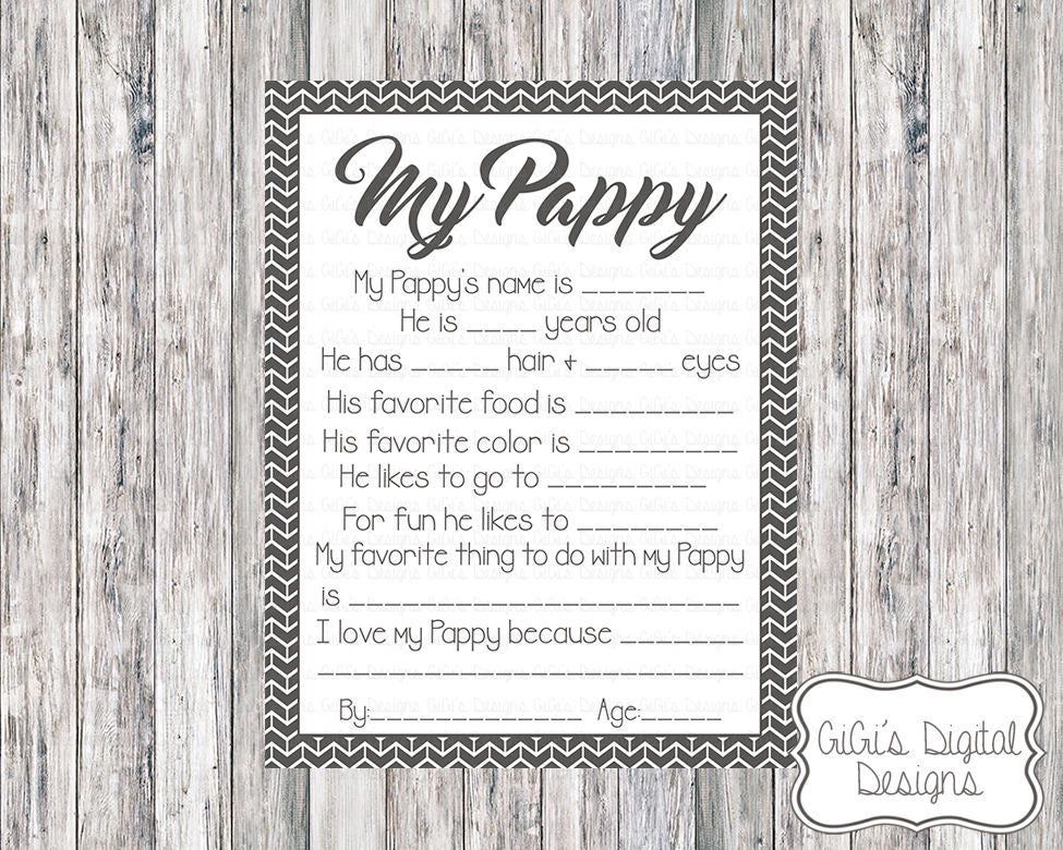 My Pappy survey All about My Pappy Father's Day | Etsy