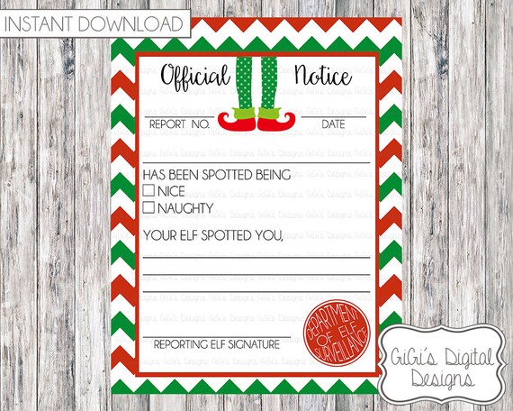 Elf Report Elf Naughty Or Nice Notice Letter Christmas Elf Etsy