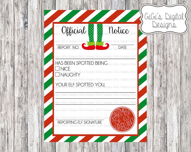 Elf Report Elf Naughty or Nice Notice Letter Christmas Elf Etsy